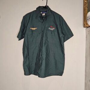 Vtg Jaguar of Tampa‎ Mechanic Work Shirt L Gorpcore Utility Workwear Uniform
